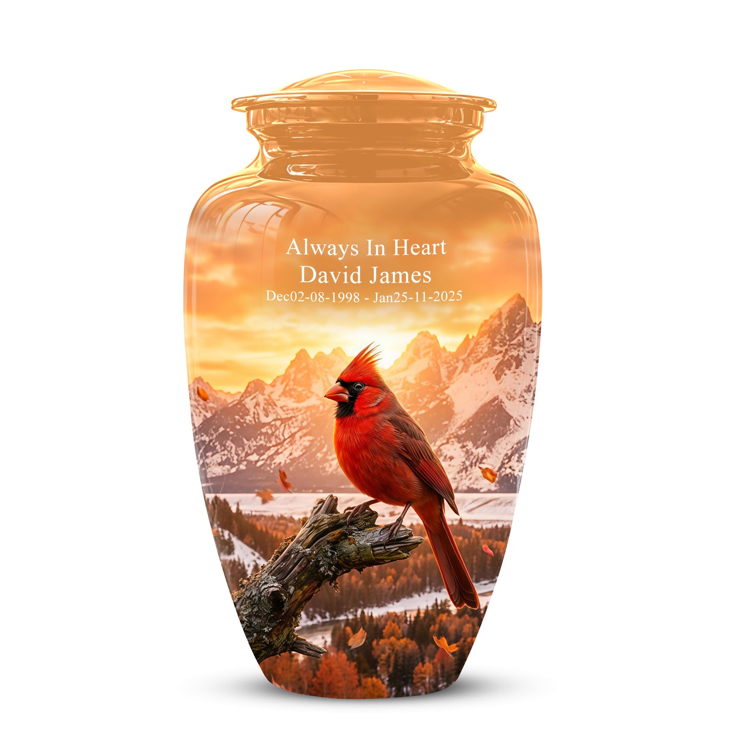 Red Cardinal Bird Burial Urn - Personalized Handcrafted Urns For Ashes