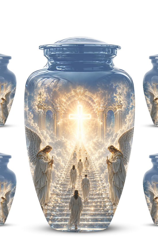 Heaven’s Gate Cross Cremation Urn – Angel Memorial Urn For Human Ashes