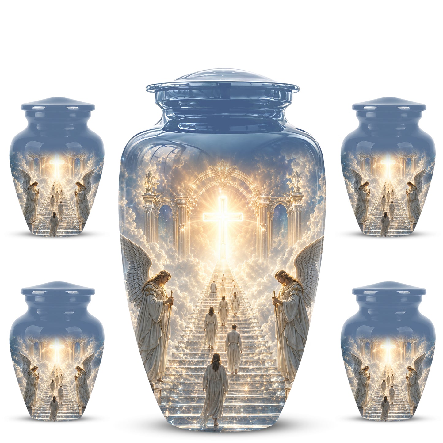 Heaven’s Gate Cross Cremation Urn – Angel Memorial Urn For Human Ashes