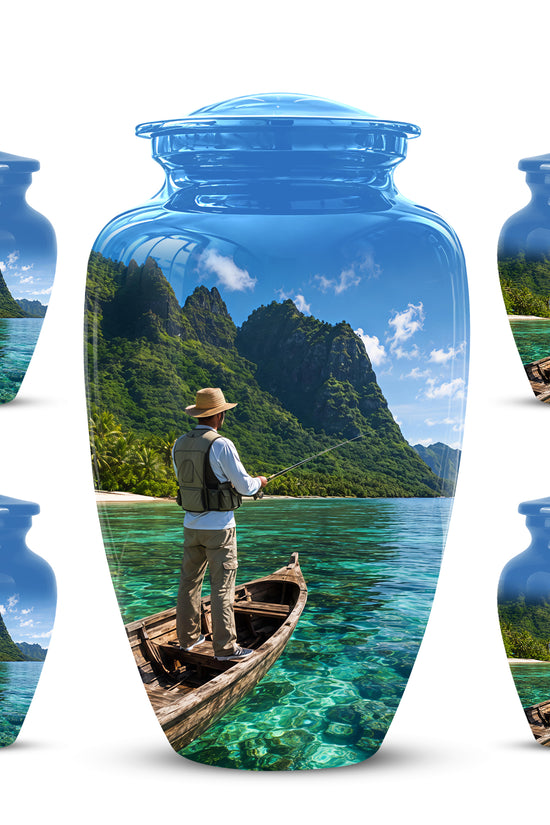 Father Fishing Cremation Urn - Majestic Memorial Urns For Human Ashes