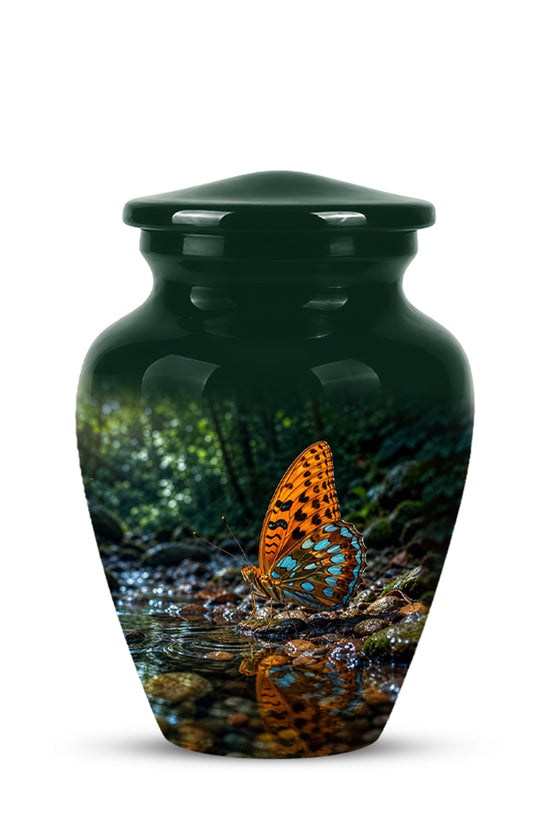Orange Butterfly Memorial Urn - Personalized Memorial Urns For Ashes