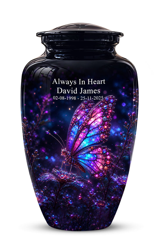 Glowing Purple Butterfly Cremation Urn - Custom Urns For Women Ashes