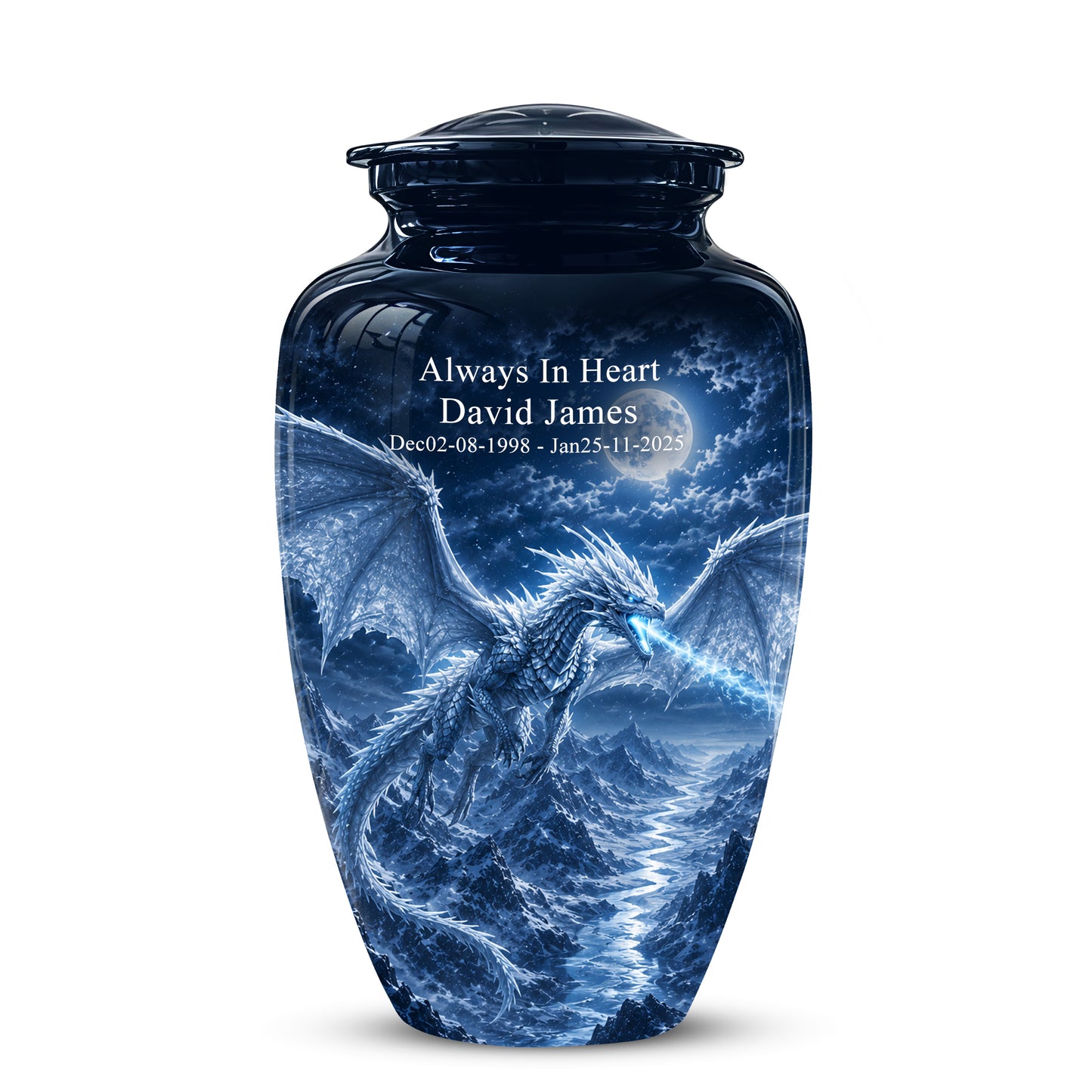 White Dragon Cremation Urn - Majestic Classic Dragon Urns For Human Ashes