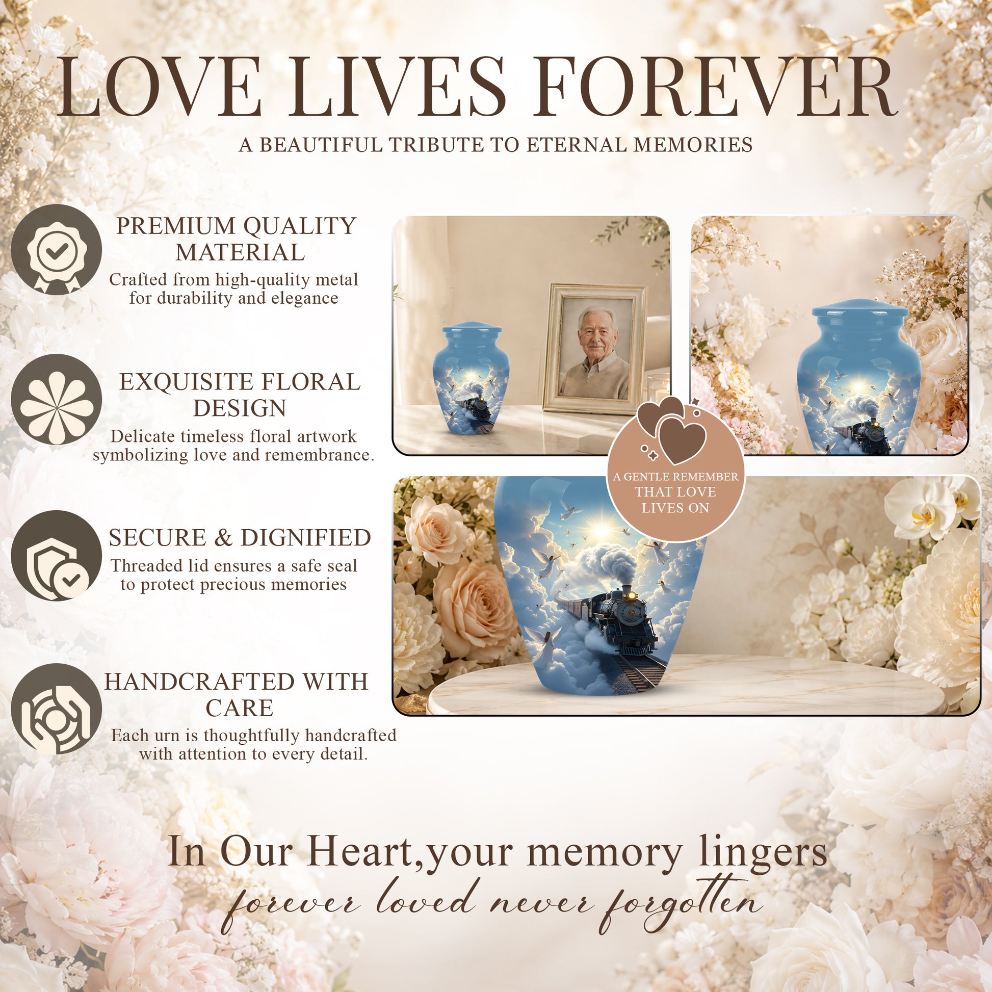 Heavenly Train Cremation Urn – Angel Clouds Memorial Urns For Ashes