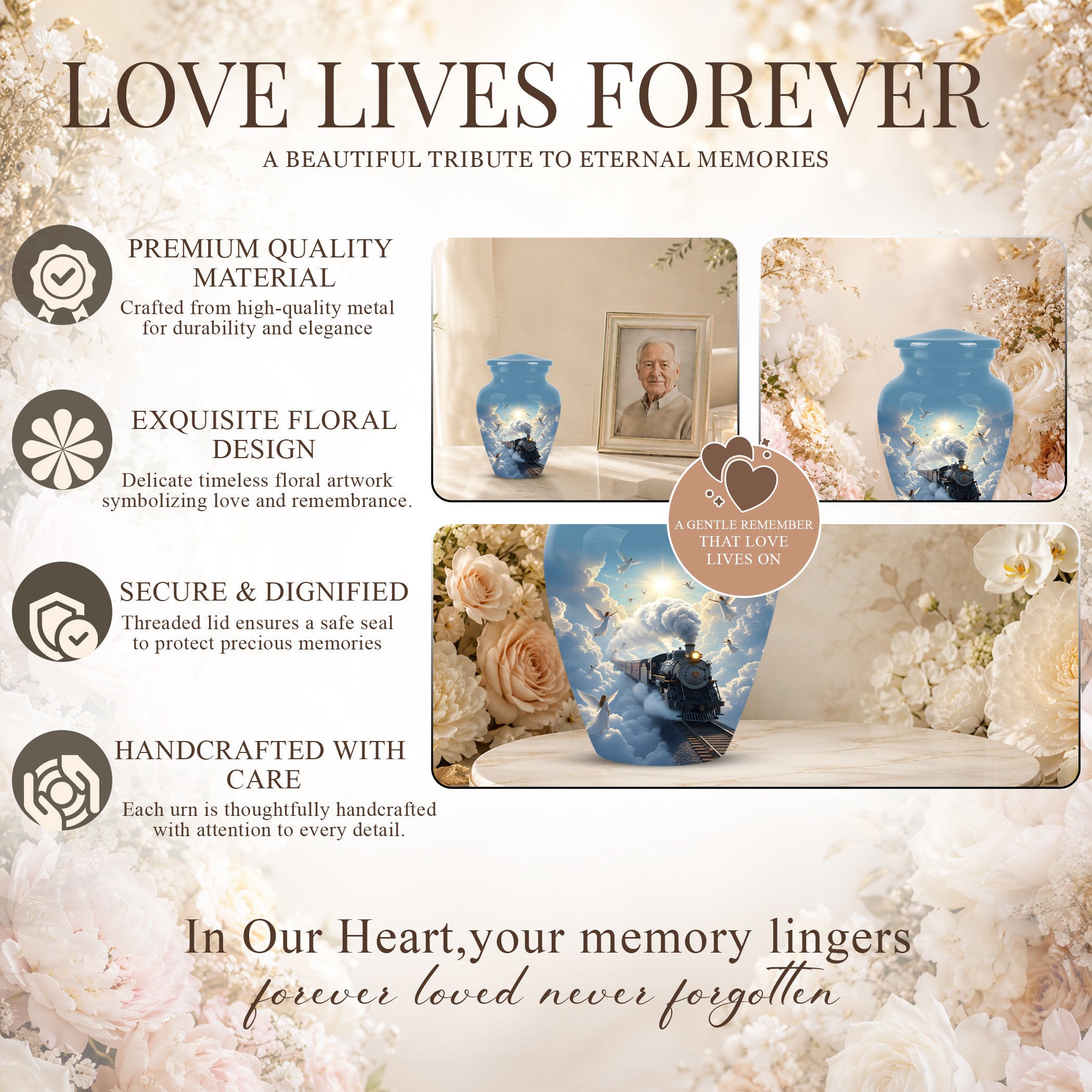Heavenly Train Cremation Urn – Angel Clouds Memorial Urns For Ashes