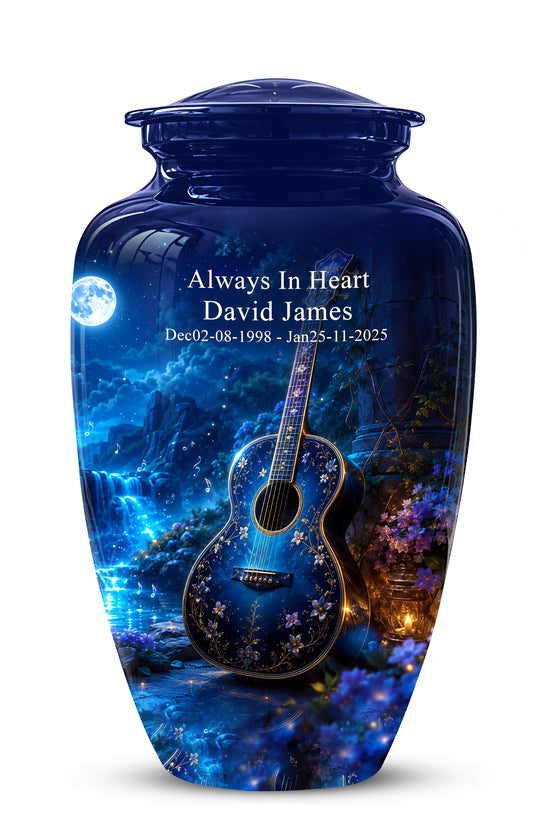 Blue Guitar Moonlight Urn - Beautiful Artistic Urns For Music Lovers