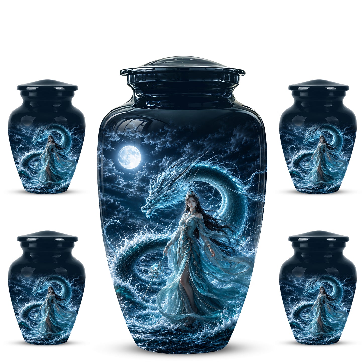 Celestial Dragon & Goddess Cremation Urn - Custom Handmade Adult Urns