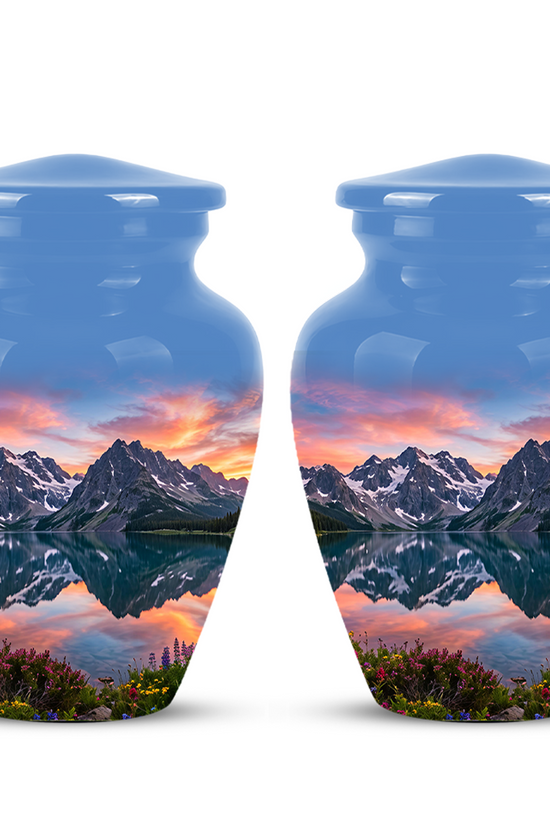 Mountain Lake Burial Urns - Sunset Scenic Cremation Urns For Nature Lovers
