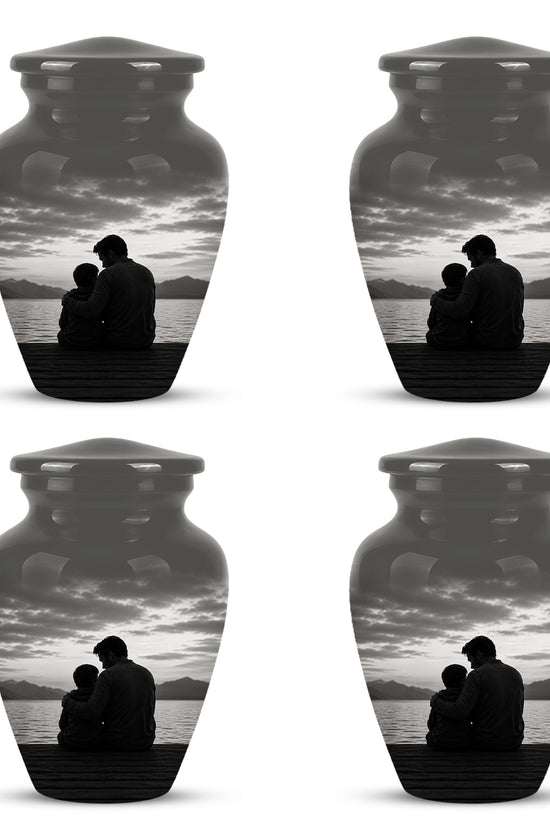 Handcrafted Father Memorial Urn - Black Personalized Urn For Dad Ashes