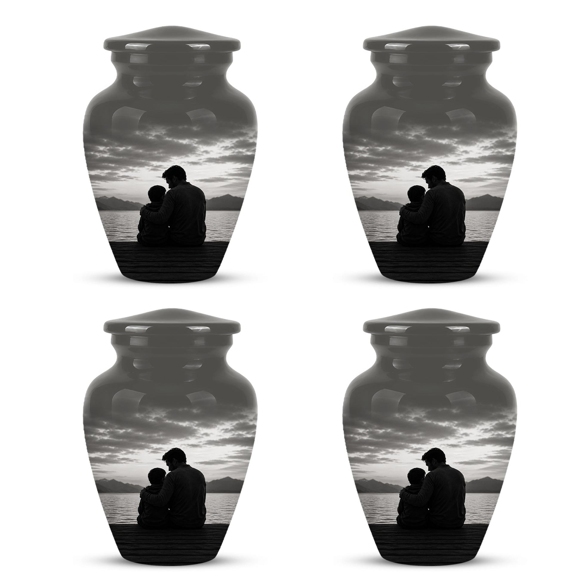 Handcrafted Father Memorial Urn - Black Personalized Urn For Dad Ashes