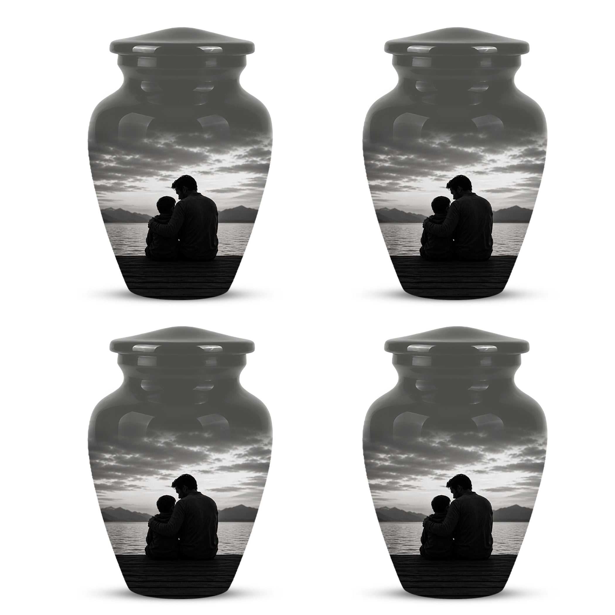Handcrafted Father Memorial Urn - Black Personalized Urn For Dad Ashes