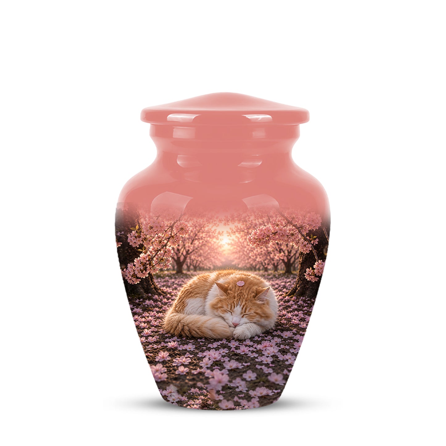 Orange Sleeping Cat - A Peaceful Resting Tribute Urns For Pet Ashes