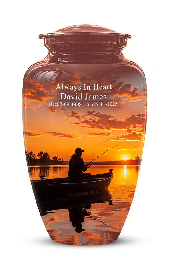 Fishing Sunset Cremation Urn - Beautiful Custom Urns For Dad On Sale
