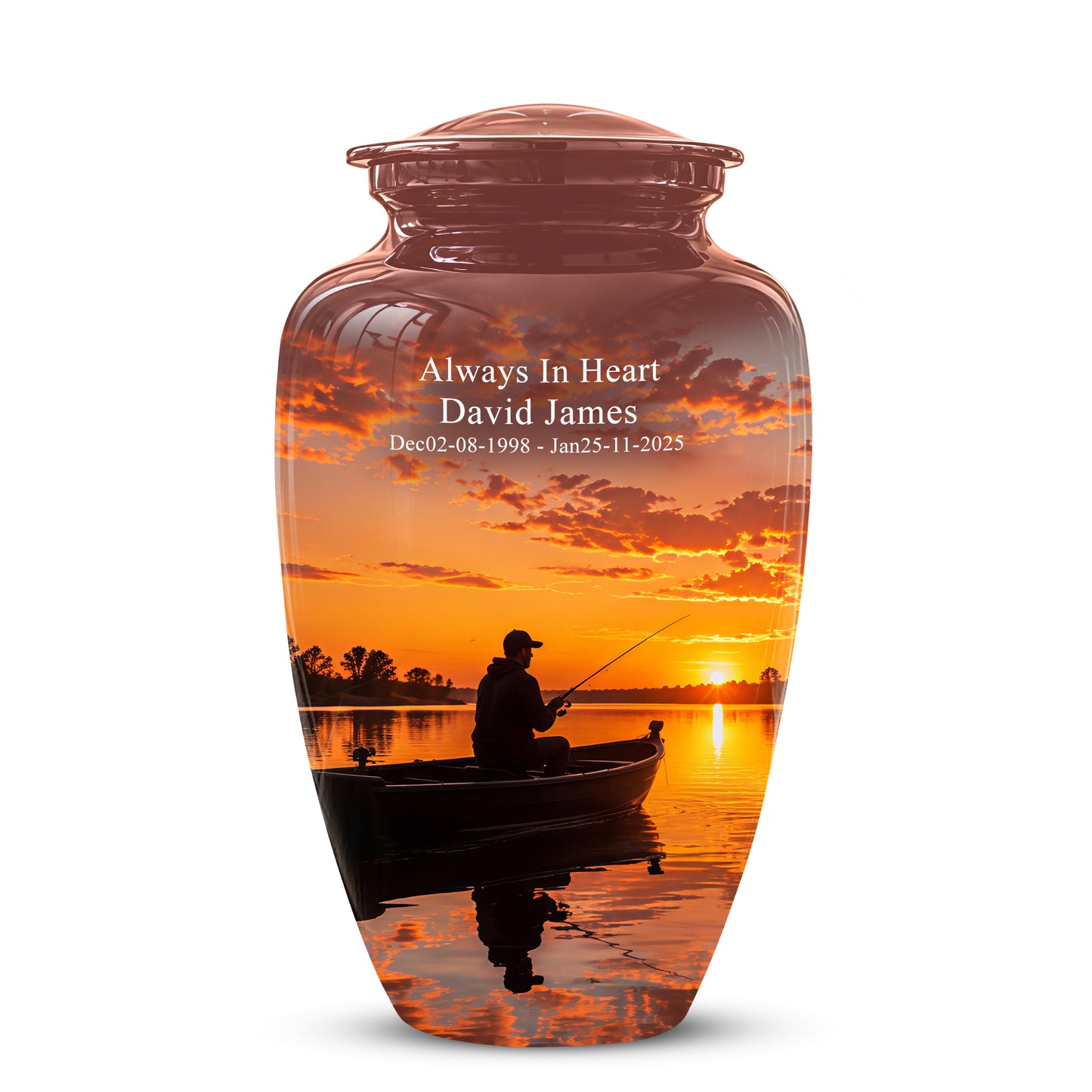 Fishing Sunset Cremation Urn - Beautiful Custom Urns For Dad On Sale