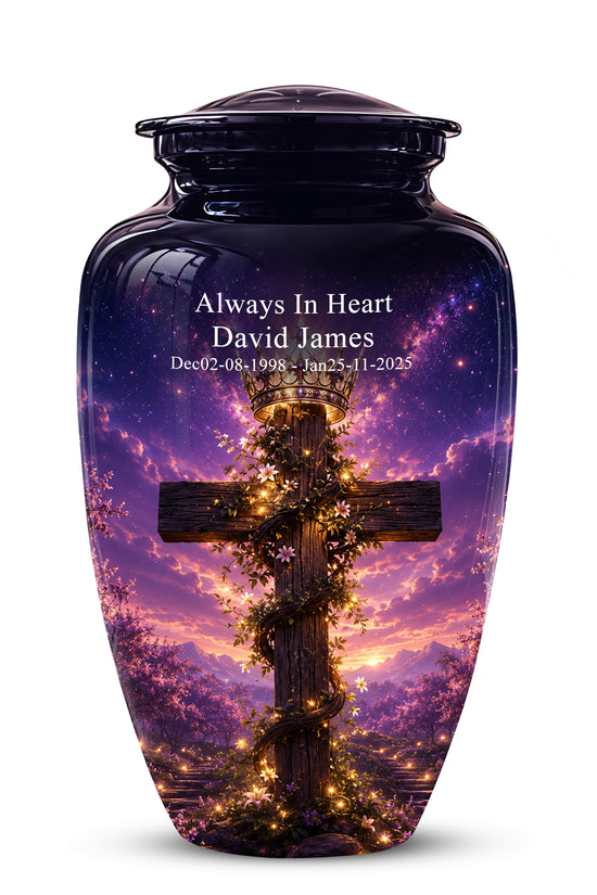 Cross With Crown Cremation Urn for Ashes – Spiritual Memorial Urns