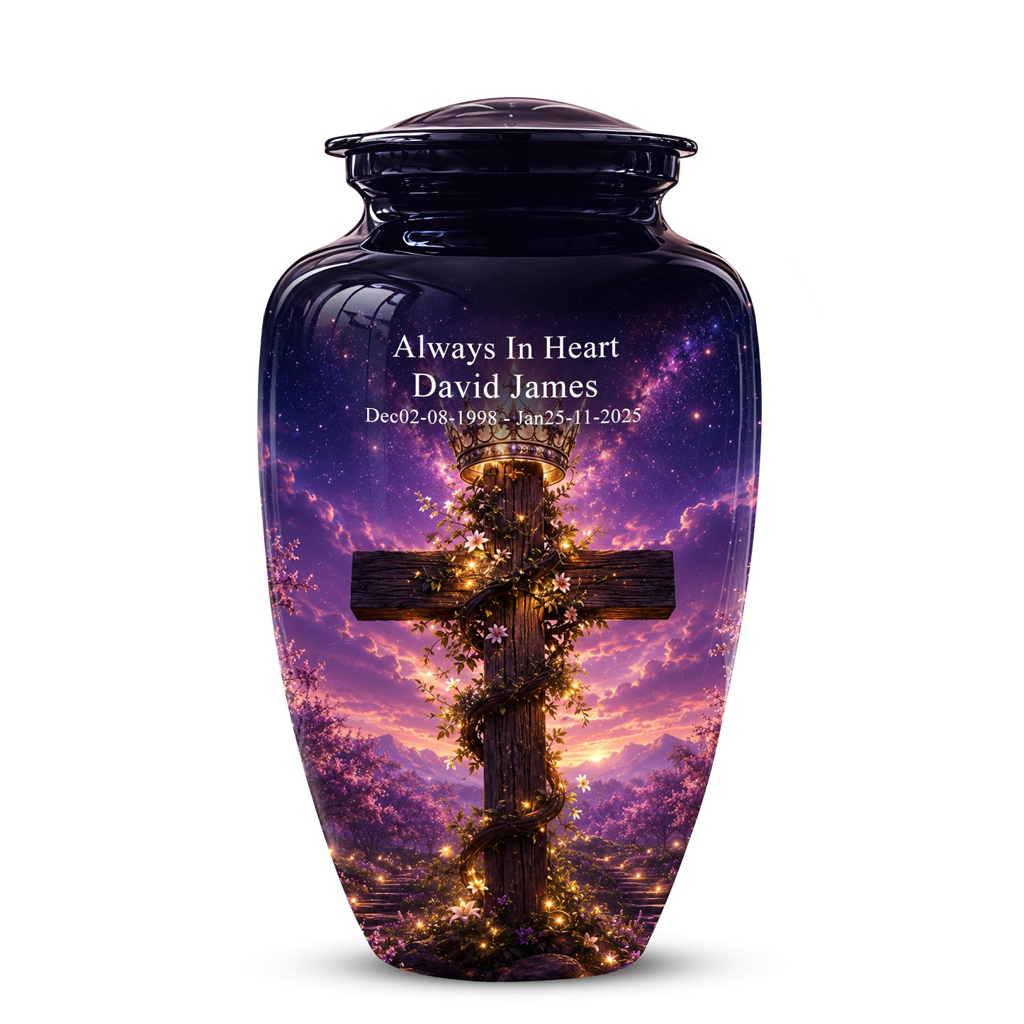 Cross With Crown Cremation Urn for Ashes – Spiritual Memorial Urns
