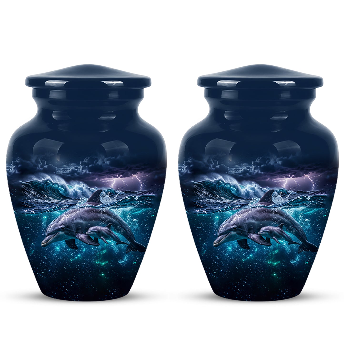 Dolphin Cremation Urn for Ashes –  Beautiful Ocean Storm Memorial Art