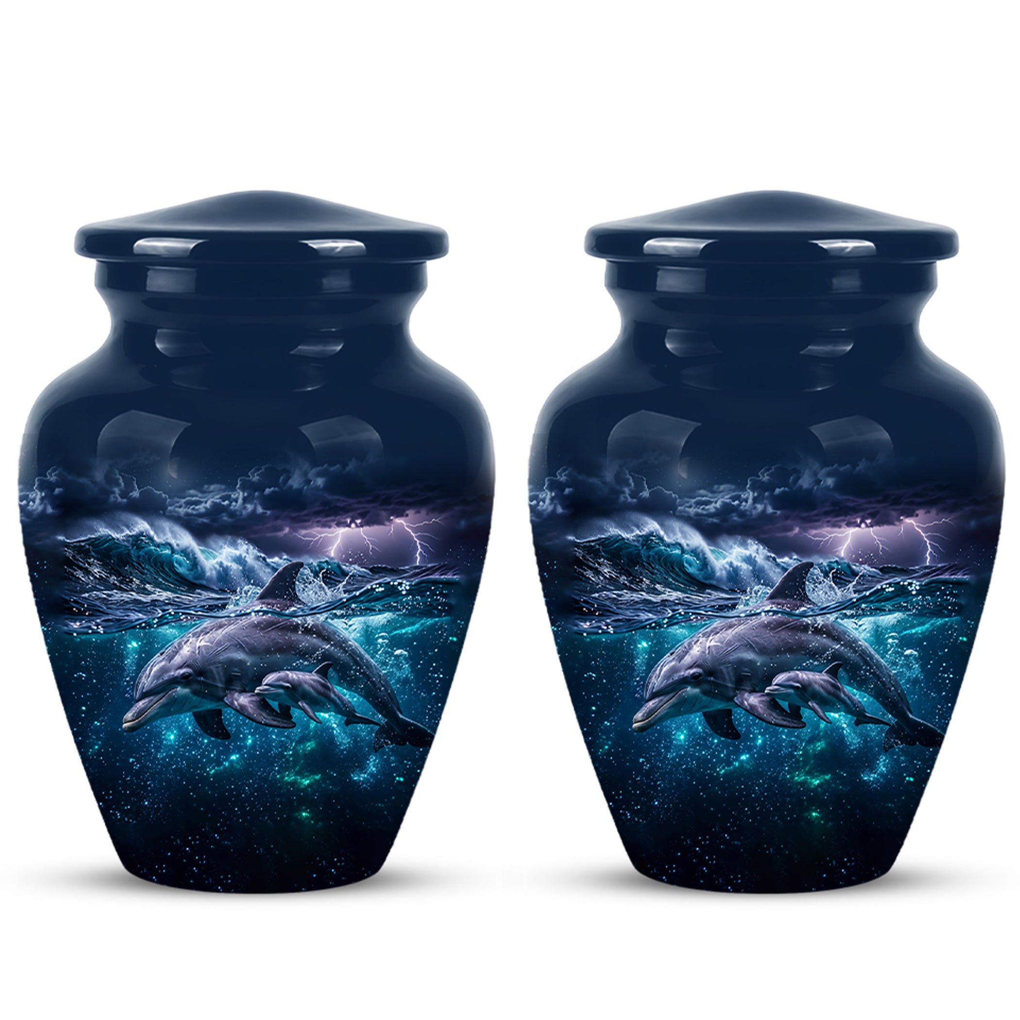 Dolphin Cremation Urn for Ashes –  Beautiful Ocean Storm Memorial Art