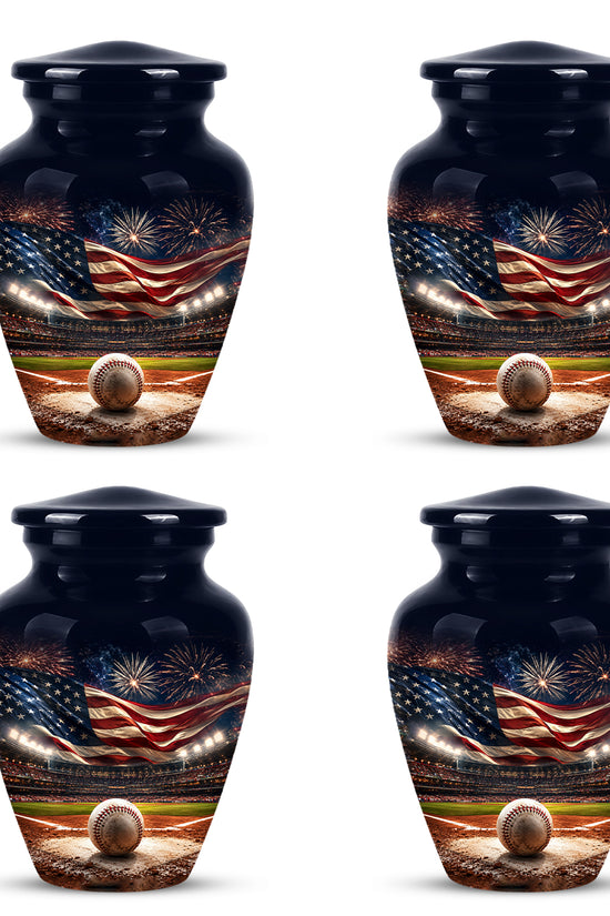 Personalized Baseball Urn with American Flag – Patriotic Urn for Human Ashes