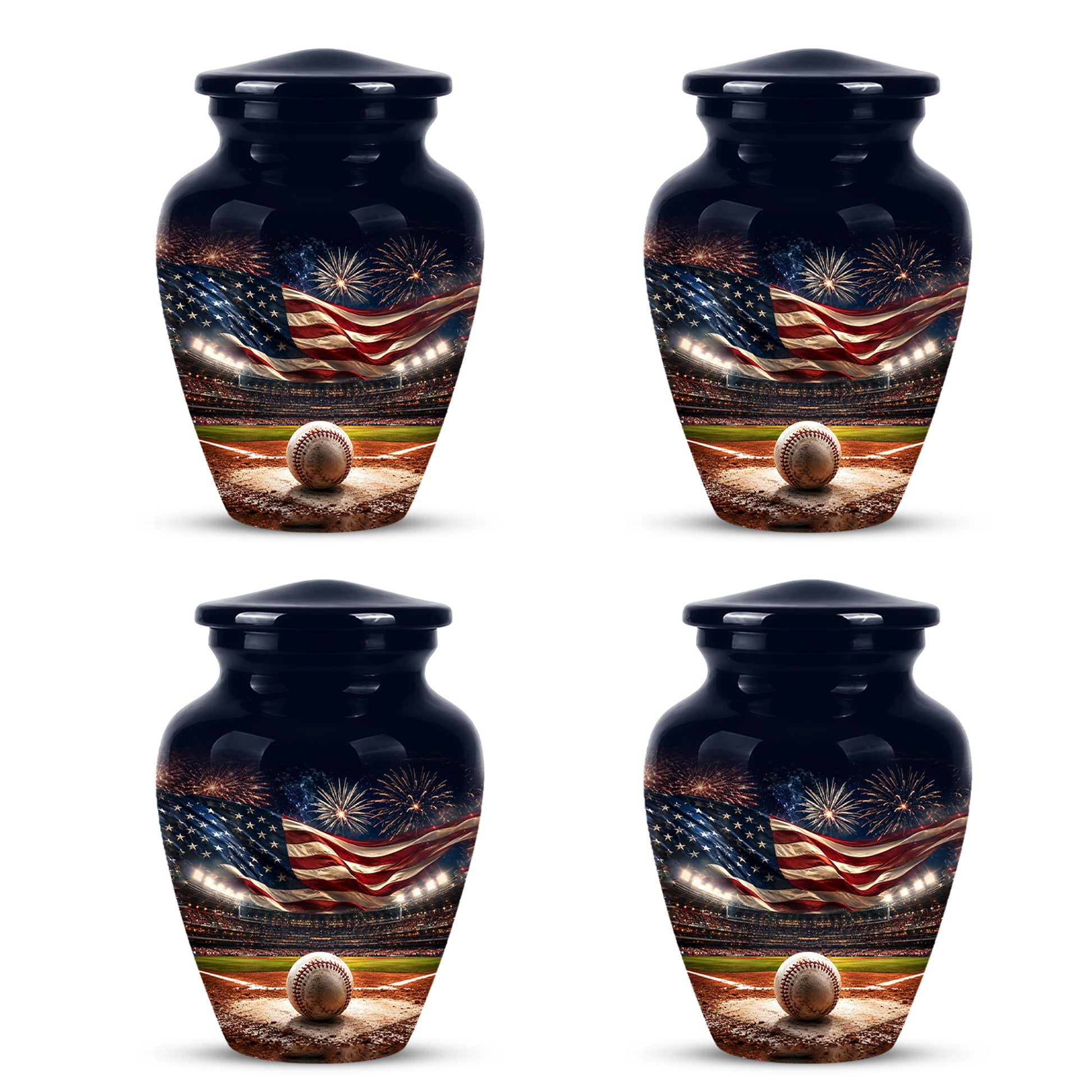 Personalized Baseball Urn with American Flag – Patriotic Urn for Human Ashes