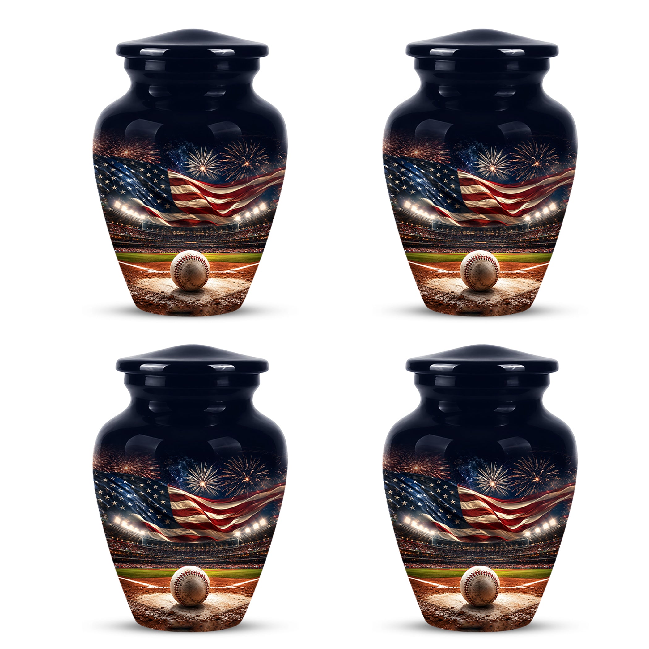 Personalized Baseball Urn with American Flag – Patriotic Urn for Human Ashes
