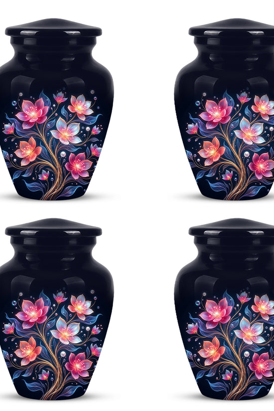 Hand-Painted Lotus Flower Cremation Urn - Decorative Urns On Sale