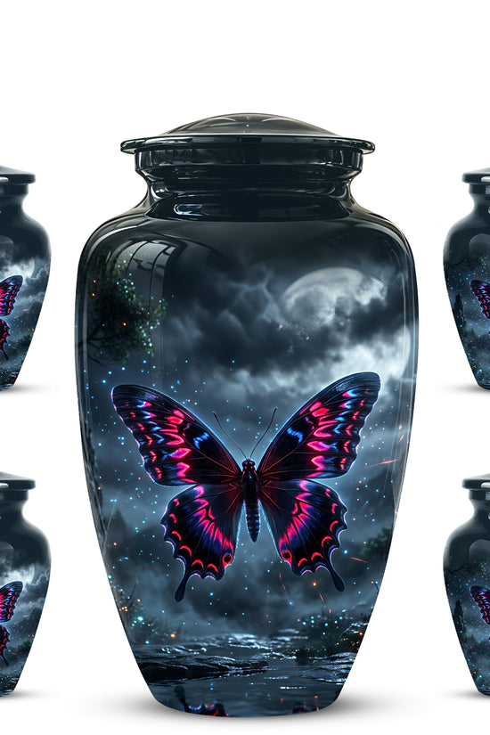 Colorful Butterfly Cremation Urn - Personalized Black Memorial Urns