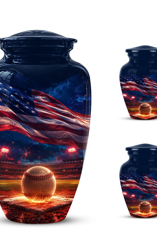 Baseball With American Flag - Custom Baseball Urns For Patriotic Human