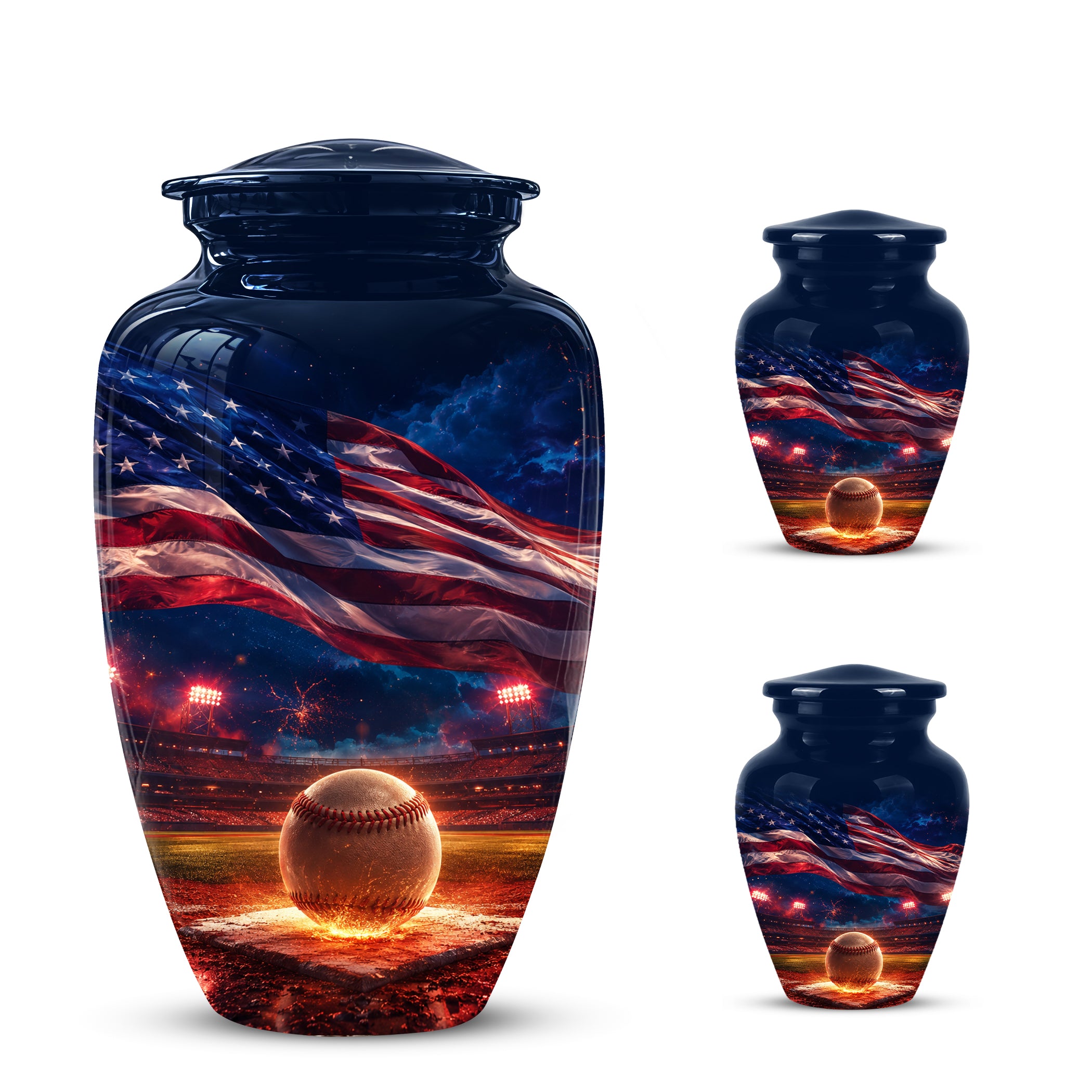 Baseball With American Flag - Custom Baseball Urns For Patriotic Human