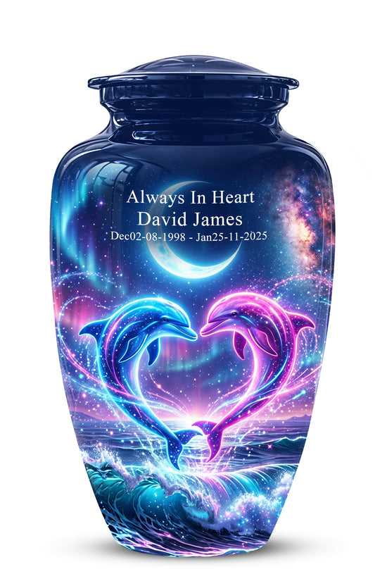 Heart Dolphin Cremation Urn for Ashes – Celestial Moon Memorial Urns