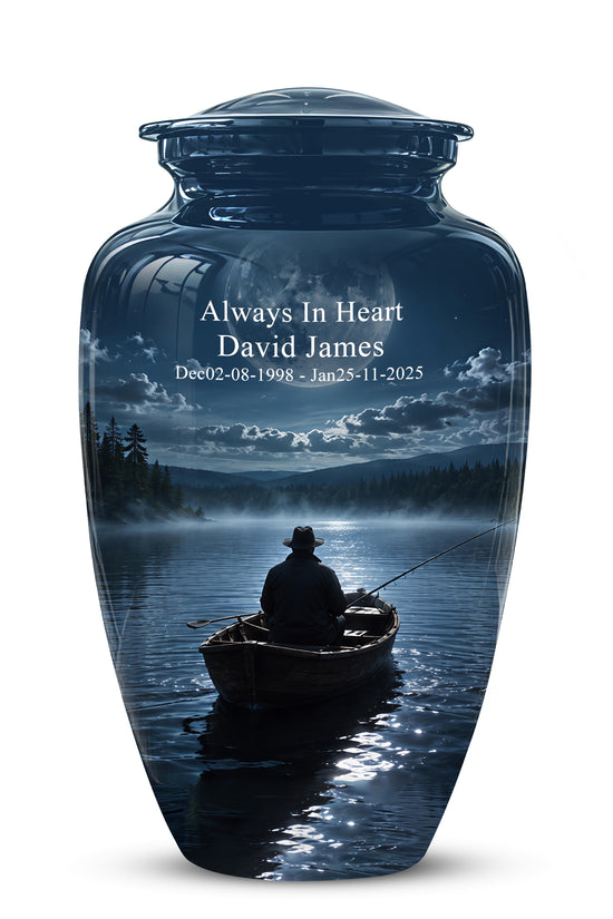 Fishing Memorial Urn - Affordable Night Fishing Themed Urns For Ashes