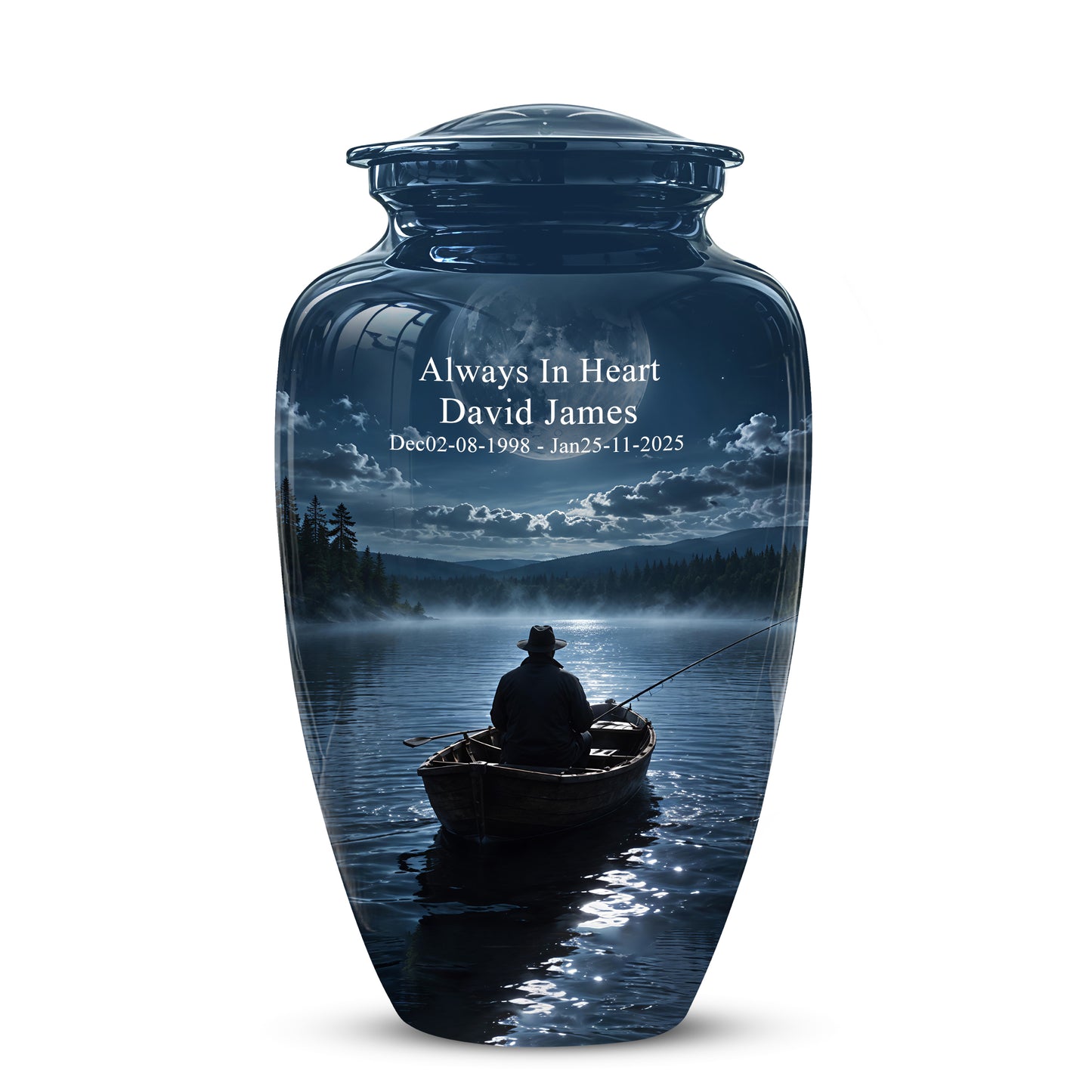 Fishing Memorial Urn - Affordable Night Fishing Themed Urns For Ashes