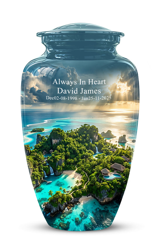 Beach Island Cremation Urn For Human Ashes - Adult Size Memorial Urns
