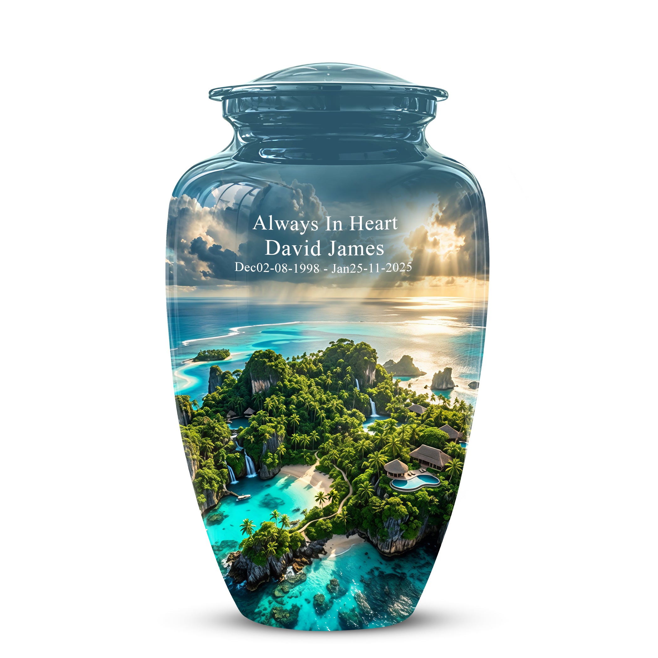 Beach Island Cremation Urn For Human Ashes - Adult Size Memorial Urns