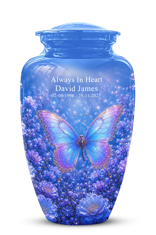 Heavenly Butterfly Memorial Urn - Blue Butterfly Urns For Women Ashes