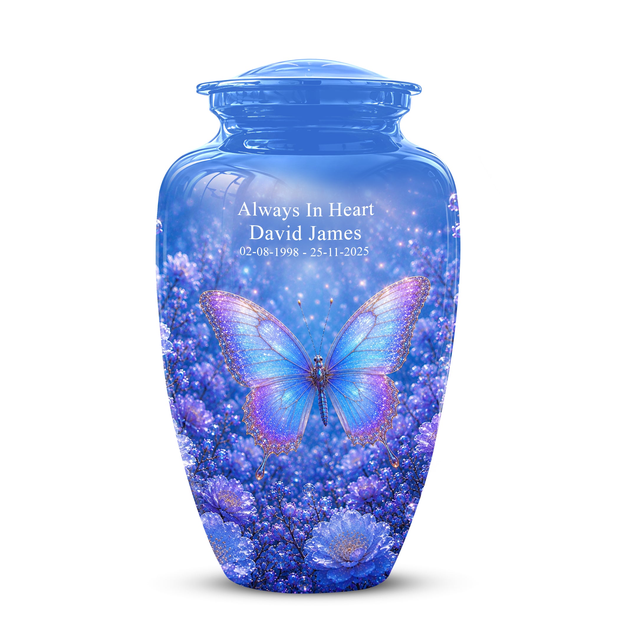 Heavenly Butterfly Memorial Urn - Blue Butterfly Urns For Women Ashes