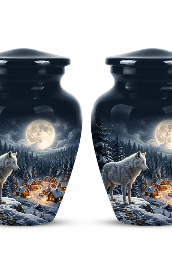 Moonlit Wolf Urn for Ashes - Custom Memorial Urn For Human Ashes