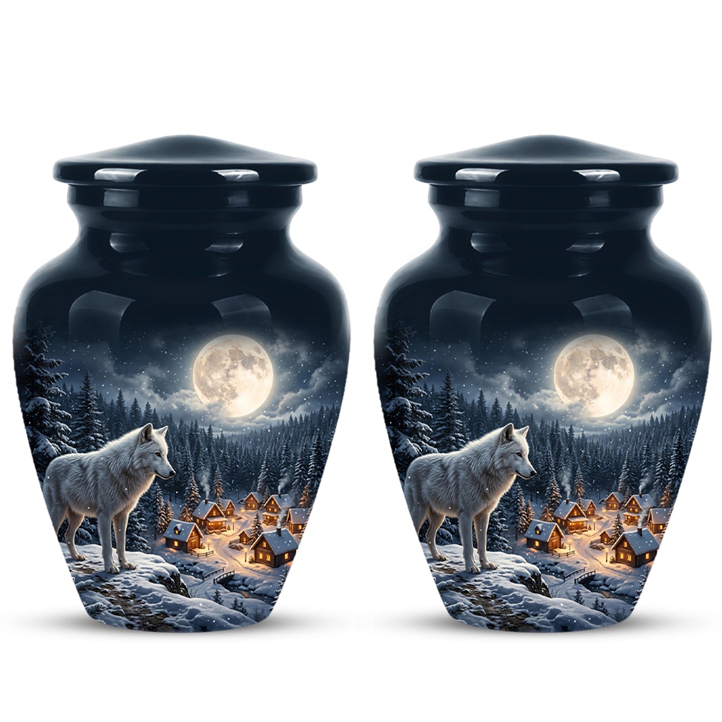 Moonlit Wolf Urn for Ashes - Custom Memorial Urn For Human Ashes