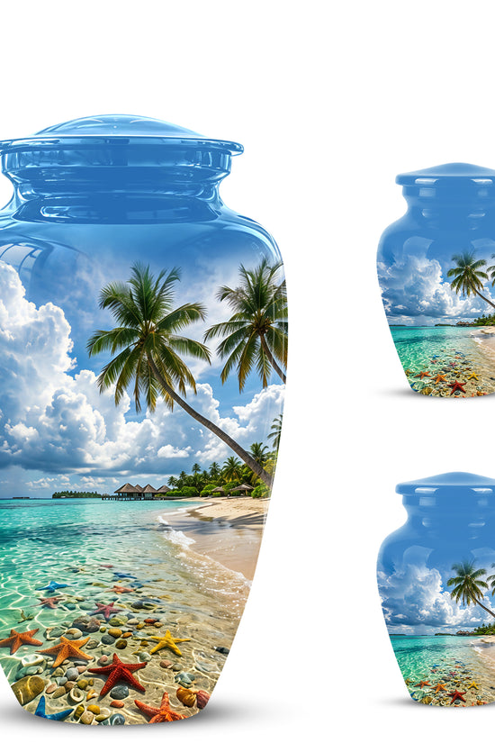 Beach Themed Burial Urn - Blue Sky Memorial Urns For Human Ashes