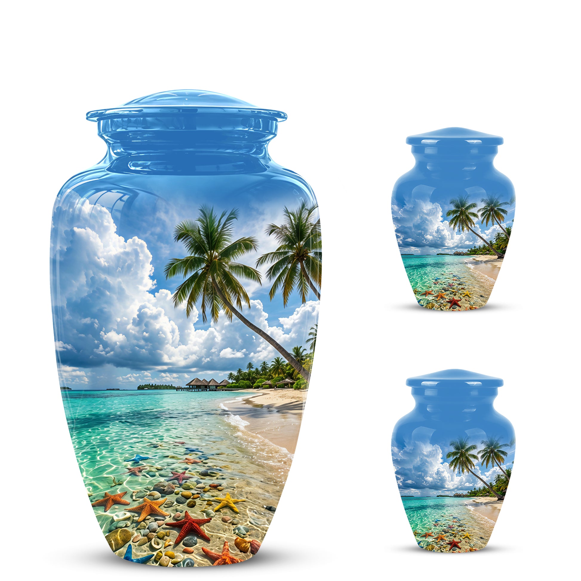 Beach Themed Burial Urn - Blue Sky Memorial Urns For Human Ashes
