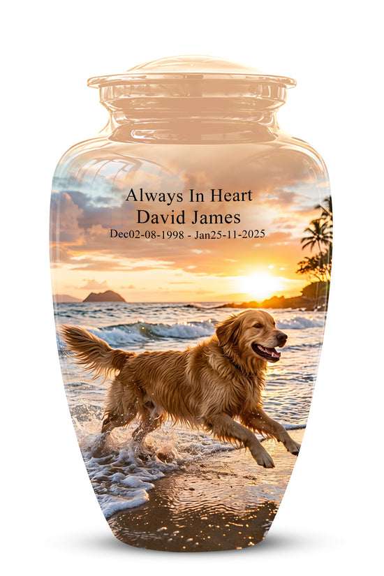 Golden Retriever Themed Urn - Personalized Memorial Urns For Pet Dog
