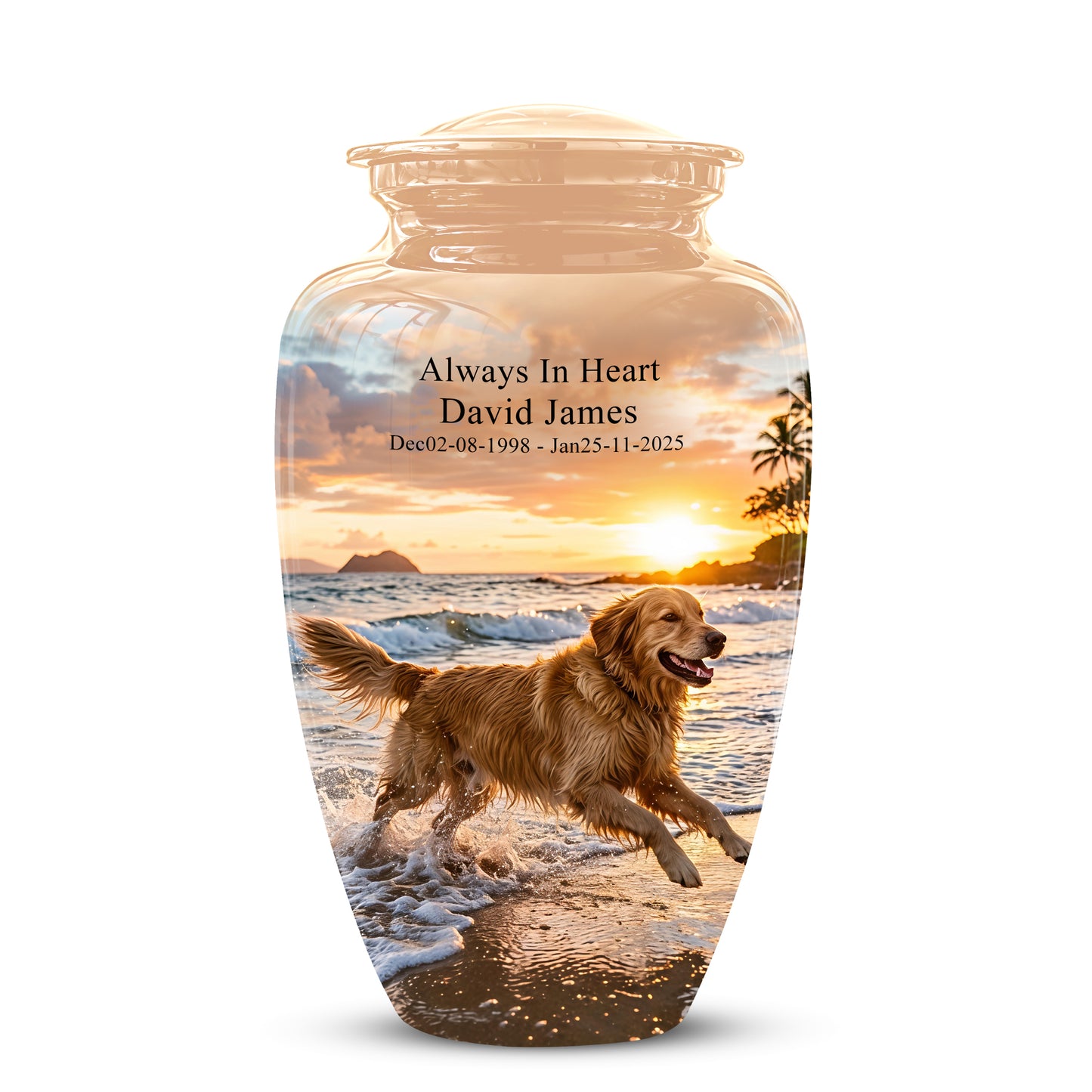 Golden Retriever Themed Urn - Personalized Memorial Urns For Pet Dog