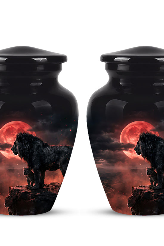 Lion With Cub Cremation Urn - Blood Moon Urns For Human Ashes