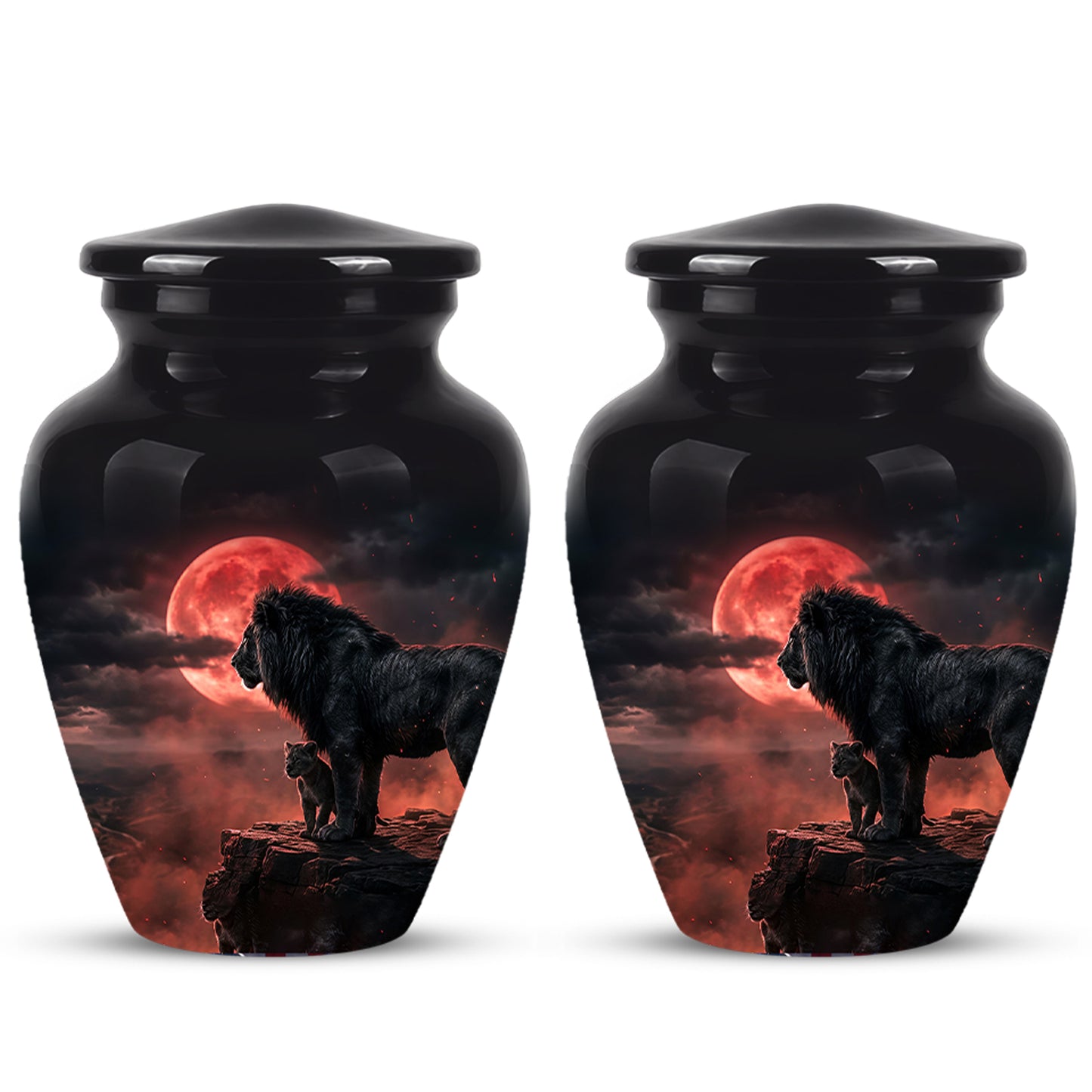 Lion With Cub Cremation Urn - Blood Moon Urns For Human Ashes