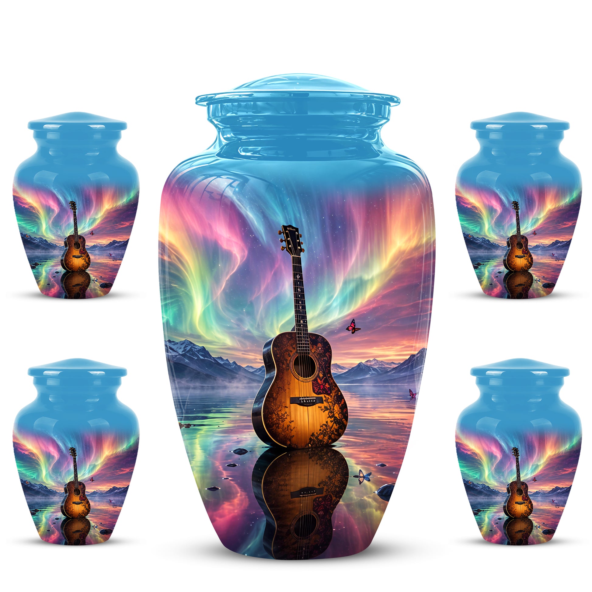Guitar Aurora Borealis Urn - Classic Memorial Urns For Music Lovers