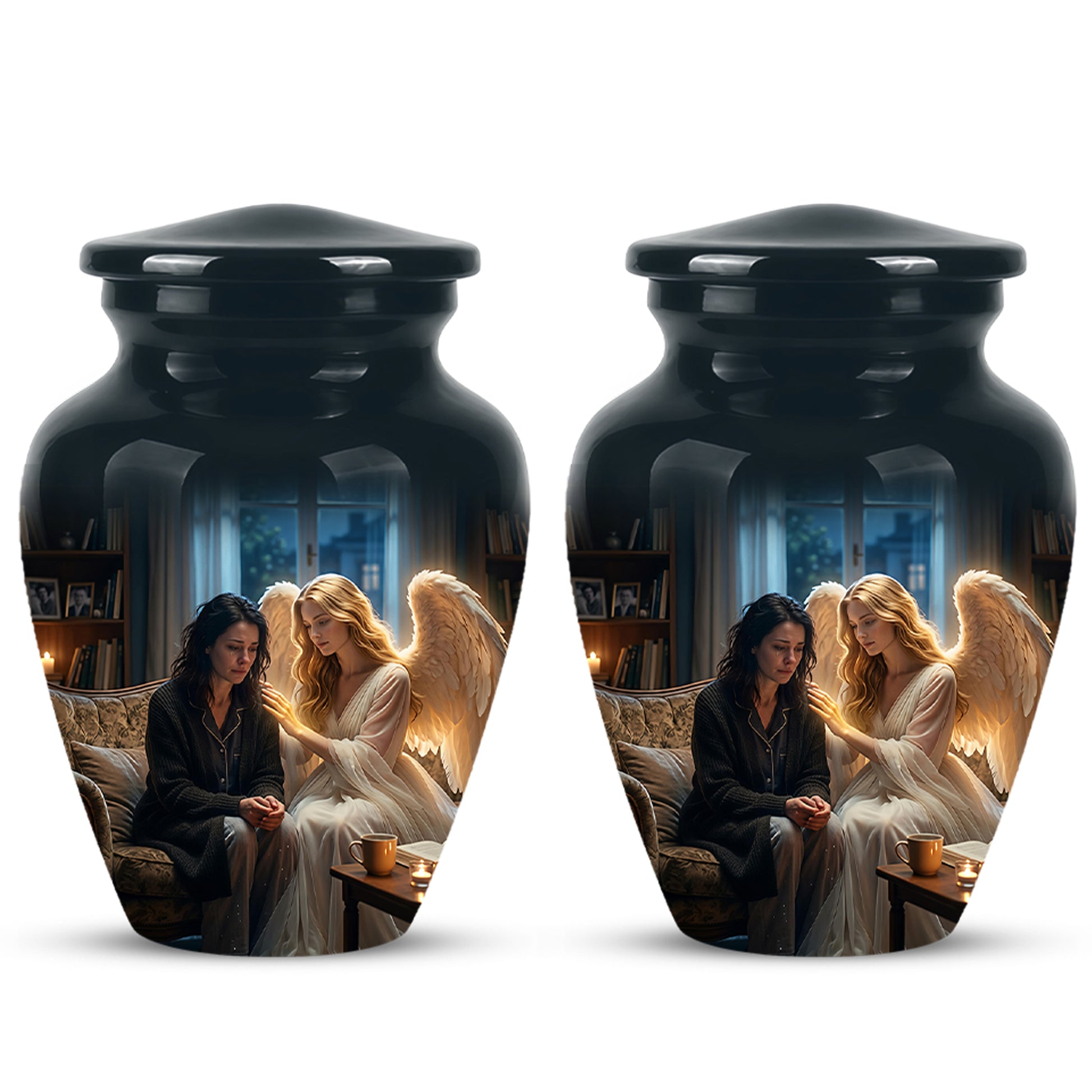 Black Angel Burial Urns - Personalized Memorial Urns For Mother Ashes