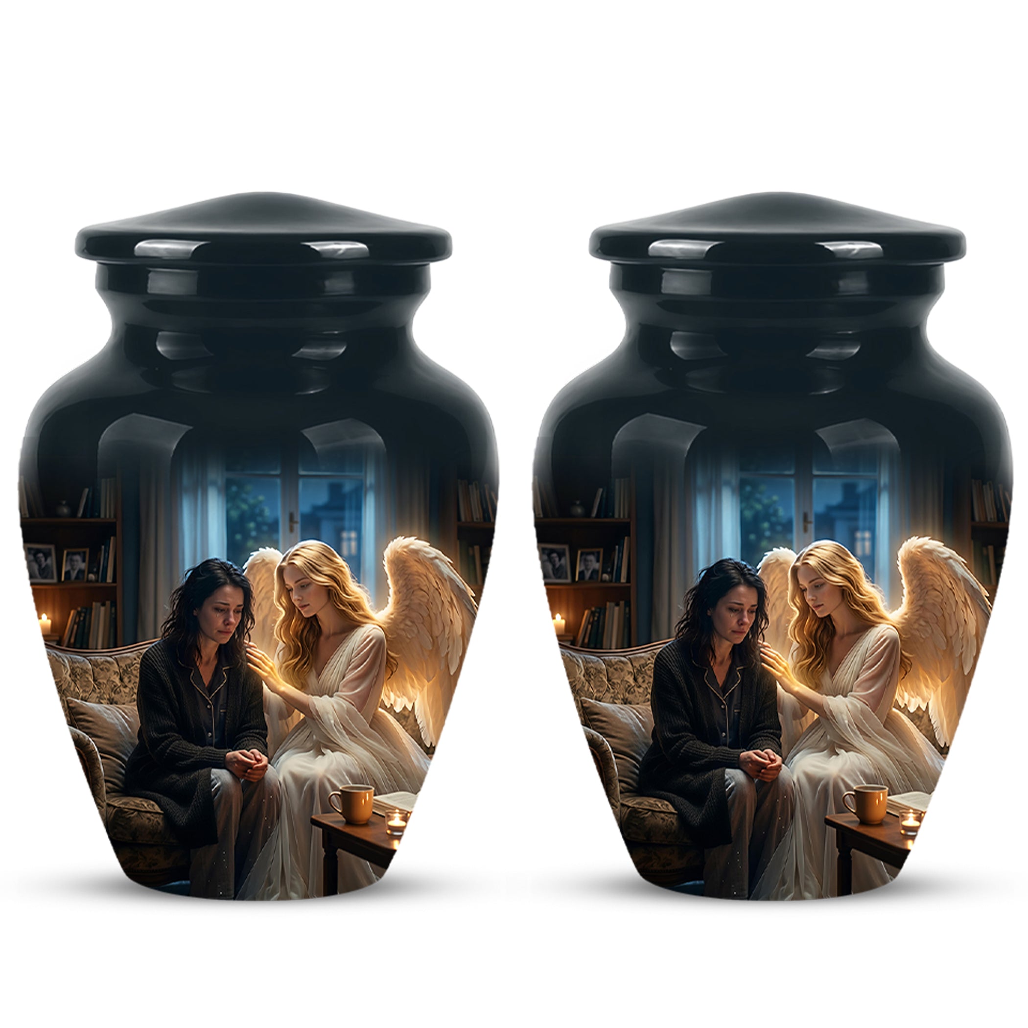 Black Angel Burial Urns - Personalized Memorial Urns For Mother Ashes