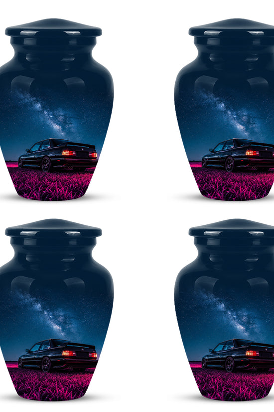 Neon Sports Car Memorial Urn - Custom Galaxy Night Urns For Car Lovers