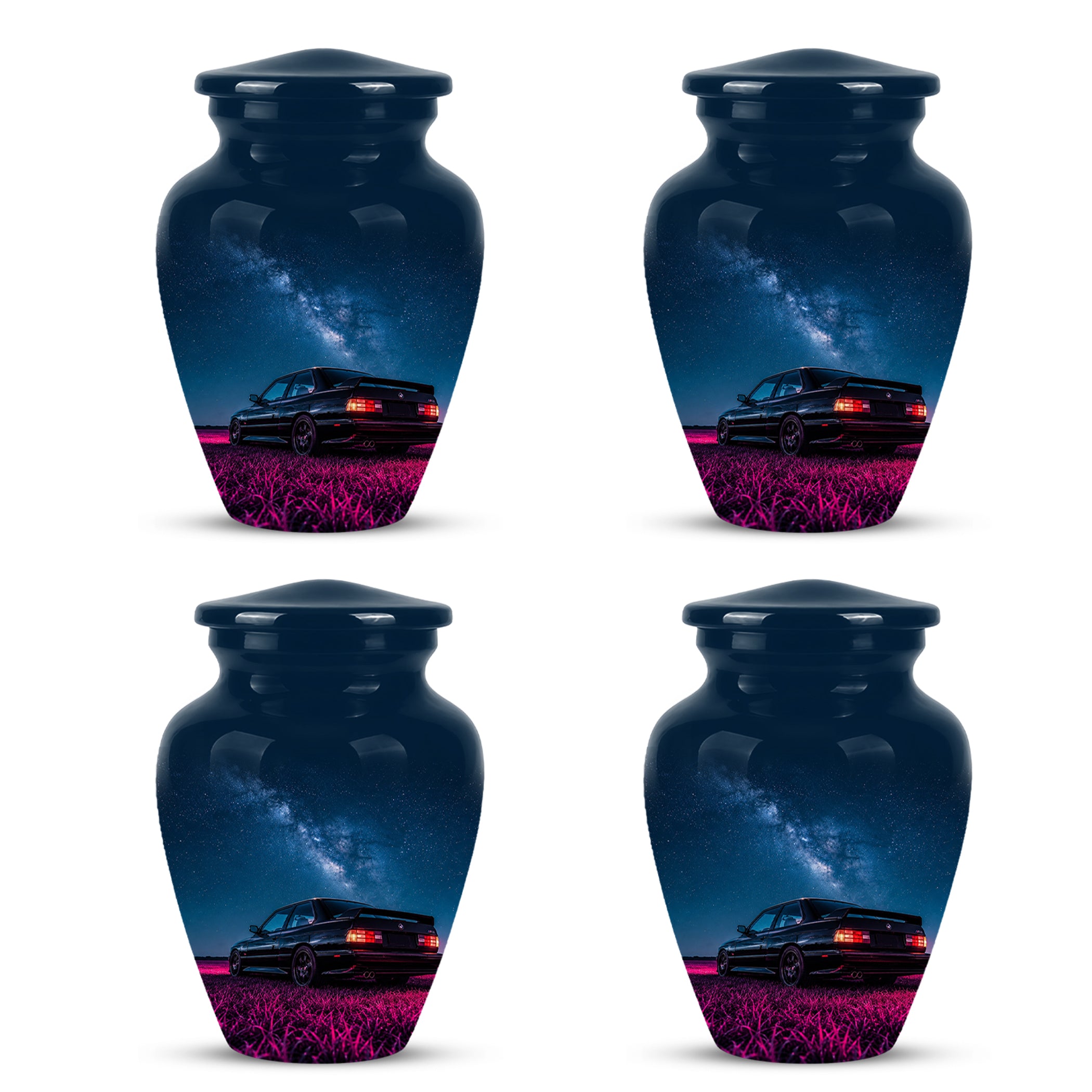Neon Sports Car Memorial Urn - Custom Galaxy Night Urns For Car Lovers