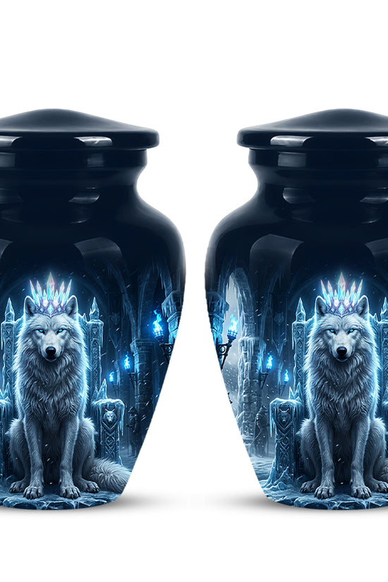 Ice Throne Wolf King Urn for Ashes | Personalized Urn Memorial